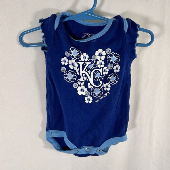 Kansas City Royals One Piece Baby 0-3 Months Blue Short Sleeve Snap Graphic Prin - Picture 1 of 4